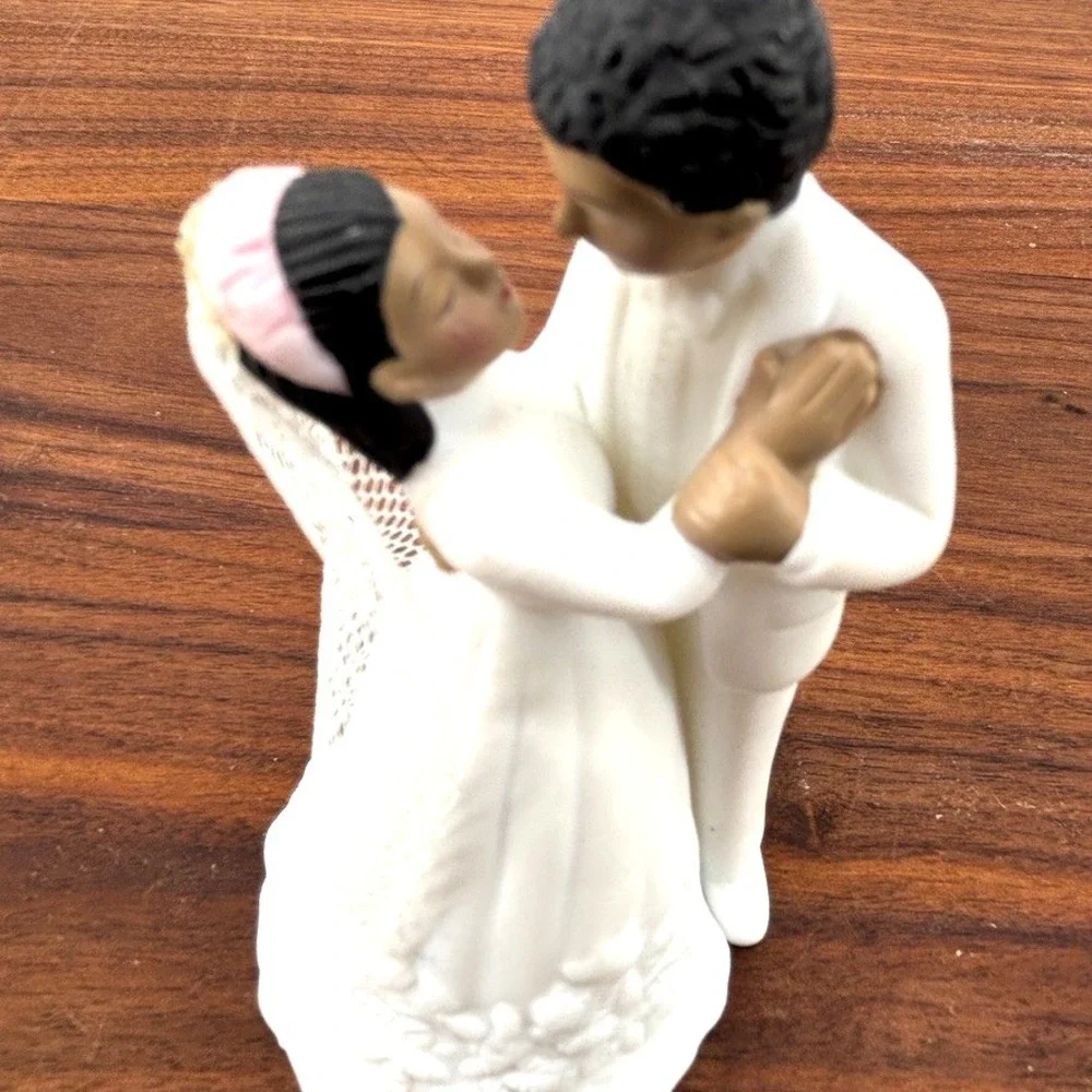 Lefton Bride Groom Wedding Cake Topper Figurine African American Couple Vtg 1988